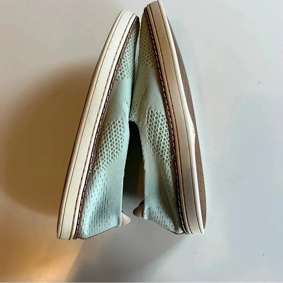 Ugg Sammy Slip On Sneaker Knit with Leather Trim Mint Green Womens Size 8.5 GUC - Picture 4 of 7